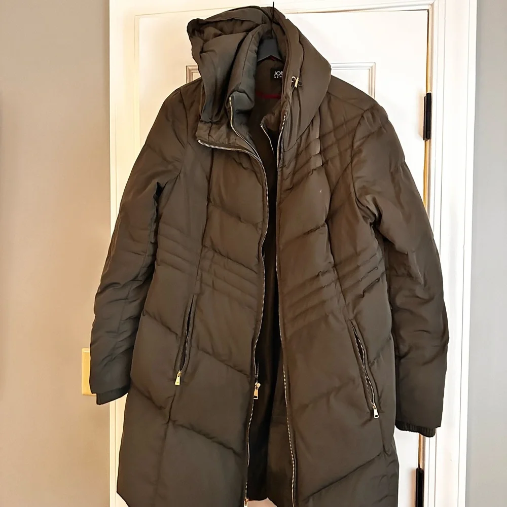 Women's Quilted Puffer Coat - Olive Green - Picture 1 of 5